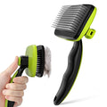 Pecute Skin Friendly Self-Cleaning Slicker Brush for Dog & Cat Shedding | 1 click clean, Lightweight, Undercoat hair removal, For short/long/double/white coats