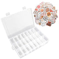 OALCQ Plastic Organizer Box with Dividers, 100 PCS Boho Stickers Inspirational Quote, 24 Grid Storage Container for Beads & Craft, Clear Tackle Case for Screws Jewelry Accessories - style: Bohemian