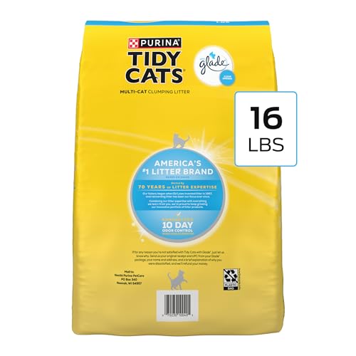 Purina Tidy Cats Clumping Cat Litter, Glade Clear Springs, 16 lb | Low dust multi-cat litter with 10-day odor control and moisture-locking comfort - size: 16 Pound (Pack of 1)
