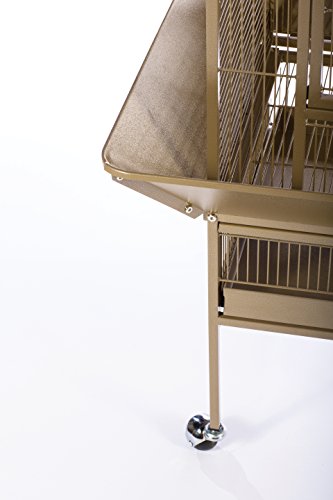 Prevue Pet Products 3351COCO Park Plaza Bird Cage, Coco Brown | Small Cocoa Brown Steel Cage with Rolling Stand, Seed Guards, and Perch - color: Coco Brown