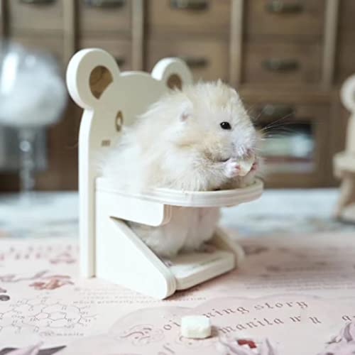 Handmade Wooden Hamster Dining High Chair - Small Animal Cage Accessories Habitat Decor House Photo Props - Small Animal Toys for Mice, Rat, Hedgehog, Rodents (Wood)