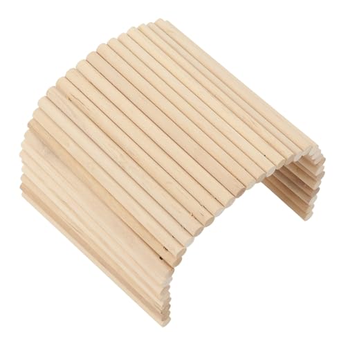 Wooden Hamster Bridge, Flexible Bendable Chew Tunnel Hideout for Small Pet Cages Natural Birch Wood Ladder Ramp Hut 1 Piece