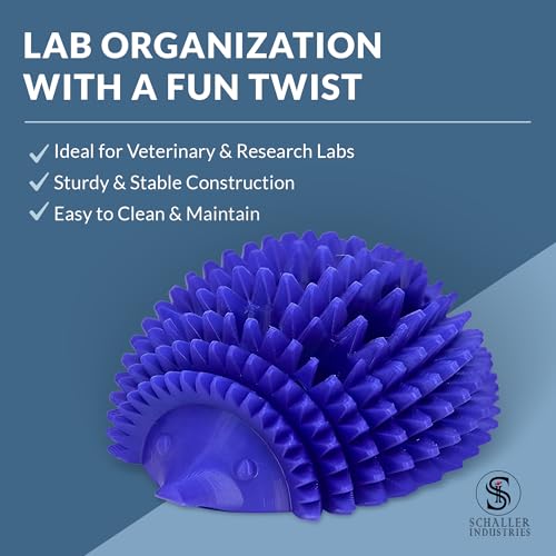 S I Schaller Industries Hedgehog Test Tube Holder, 16mm - Veterinary Blood Test Tube Rack, Holds 12 Vials, Compact Fun Design Organizer for Veterinary and Research Lab Use - Royal Blue - color: Royal Blue, size: 16mm Tubes