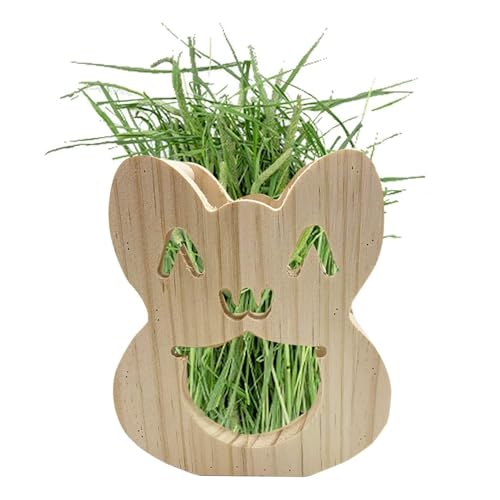 Tfwadmx Rabbit Wooden Hay Feeder Alfalfa Timothy Hay Dispenser Hamster Hanging Fixed Feeding Manger Squirrel Cute Less Mess Grass Dispenser for Bunny Guinea Pig Small Animals