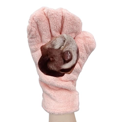 3 Pack Sugar Glider Tote Plush Sleeping Pouches & Anti Bite Mitten (Pink) | Warm Carrier Bag, Portable Drawstring Bonding Pouch, Calming Soothing Glove, For Small Pets - color: Pink