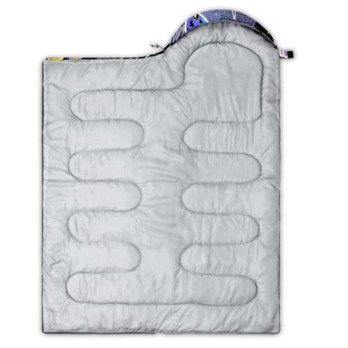 Galaxy Wolf Camping Sleeping Bags Warm & Cool Weather Waterproof Backpacking Blue Purple Starry Sky Sleeping Bag All Seasons Camping, for Adult Kids Boy Girls Camping Gear Equipment, Traveling - color: B-Musical1
