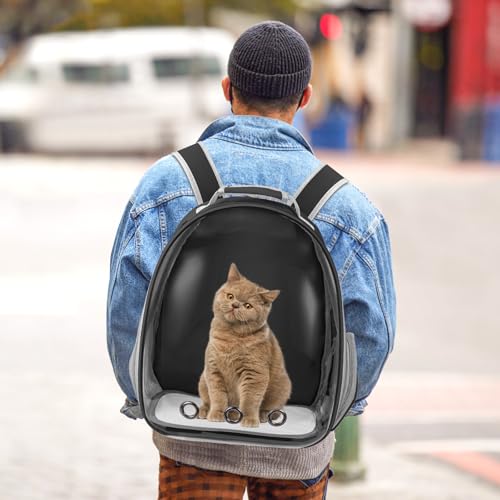Cat Carrier Backpack, Pet Carrier Backpack Front Pack for Small Medium Cat Puppy Dog Carrier Backpack Bag Space Capsule, Pet Carrier for Travel Hiking Walking Camping (Black) - color: Black