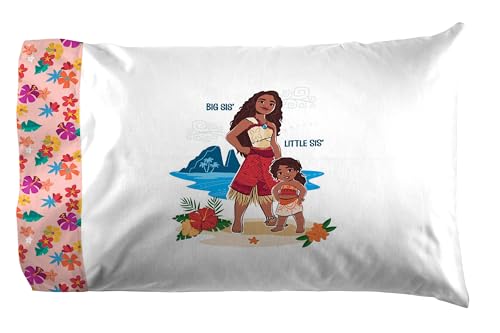 Jay Franco Kids Sheet Set with Fitted, Flat Sheets & Pillow Cover - Ultra-Soft Bedding with Pillowcase for Room Decor, Pink - Moana, 4 Piece Queen - color: Pink - Moana, size: 4 Piece Queen