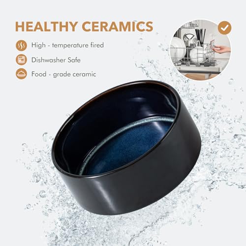 Havniva Dog Bowls Ceramic, Dog Food and Water Bowl Set | 5.1inch Dog Food Bowl, Dog Water Bowl, Food-Grade Ceramic Non-Slip Rubber Base, Dishwasher Safe, 2 Pack, Small Dogs, Puppy - color: 2 Bowls-Starry Sky, size: 1.6CUPS