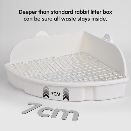 RUBYHOME Rabbit Litter Box Large Bunny Guinea Pig Corner Litter Box Potty Trainer Bigger Pet Pan Hamster Bedding Cage Litter Fanshaped for Adult Guinea Pigs Chinchilla Ferret, 20 in x 13.2 in x 6 in