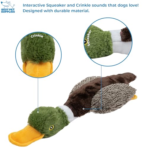 Best Pet Supplies Interactive Squeaky Dog Chew Toy, Ideal Dog Toys for Chewers, Small, Medium & Large Dogs, and Fetch Lovers - Mallard Duck (Brown), Small - color: Mallard Duck (Brown), size: Small