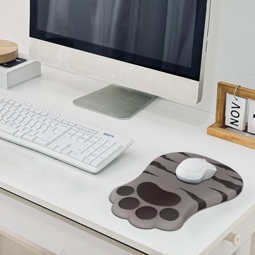 L-SPOUTTO Ergonomic Mouse Pad with Wrist Rest,Cute Cat Paw Mousepad Wrist Support,Comfortable Massage Design Computer Pain Relief Mouse Pad with Non-Slip PU Base for Desk Laptop Gaming Office,Brown - color: Brown