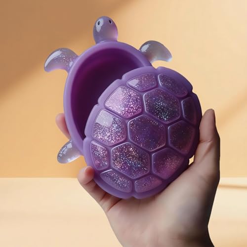 Silicone Turtle Box Resin Mold with Lid | Reusable Ocean Theme Jewelry Box Storage Container Mould for DIY Clay Craft Projects | Unique Epoxy Animal Resin Box Mold for Home Decor, Keychains & Trinkets