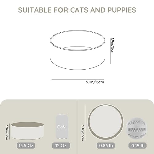 SPUNKYJUNKY 13.5OZ Ceramic Dog and Cat Bowl, Modern Cute Weighted Food Water Bowl for Replacement Grey (1 Pack) - color: Grey, size: 1.7 CUPS