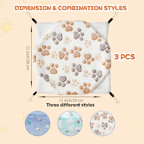YedsIntu 3 Pcs Guinea Pig Hammock, Rat Ferret Hanging Hammock Guinea Pig Accessories for Small Animals Chinchilla Hamster Parrot Sugar Glider Ferret Squirrel (11"×11") - color: White, Blue, Green