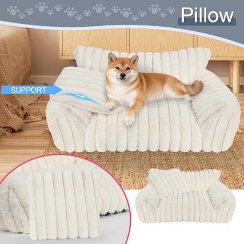 Cute Dog Couch for Medium Large Dogs,Dog Cat Couch Sofa,Dog Bed,L,Grey | Dog Couch Bed with Removable Washable Cover,Cute Fluffy Pet Sofa Cat Couch Bed,Washable Dog Bed Medium Large Size Dog - color: White, size: Large(36x27x10")