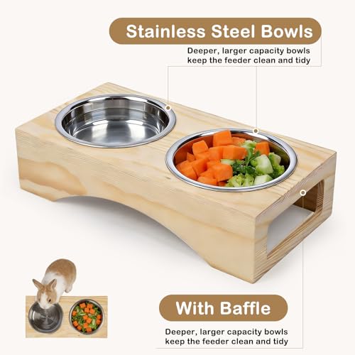 3-in-1 Wooden Rabbit Hay Feeder with Litter Box for Rabbits & Small Pets | Sturdy Wooden Hay Feeder Set for Guinea Pigs, Chinchillas, Hamsters, Ferret and Other Small Animal - size: 21.1"W