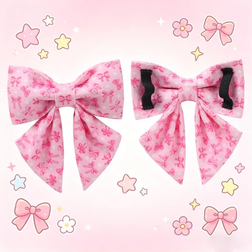 Pink Bow Dog Collar with Bowtie, Adjustable Cotton Puppy Collar with Charm and Metal Buckle, Bowtie Dog Collars for Small Medium Dogs - color: PinkBow CSB, size: XS