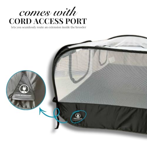 Chicken Brooder with Cord Access Port & Detachable Base, Portable Pop Up Chicken Playpen for Chicks, Foldable Indoor Chicken Coop & Brooder Box, Small Animal Playpen for Rabbits, Puppies, Cats