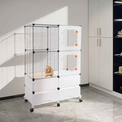 Animal Cage, 3 Tier Pet Play Paradise Large Capacity Pet Cage Ferret Cage Chinchilla Cage Small Animal Habitat for Squirrels, Sugar Gliders, Chinchillas, Degus, Hamsters (Black) - color: Black