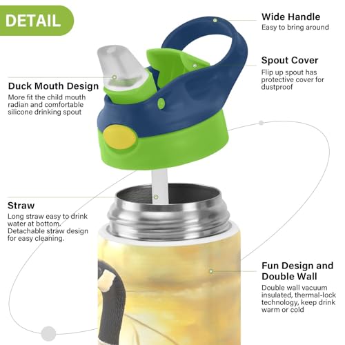 OTVEE Canada Geese Goslings Kids Water Bottle with Straw Lid 12 oz Insulated Stainless Steel Leakproof Duck Mouth Tumbler Cup for Boys Girls Teen School - color: Canada Geese and Goslings