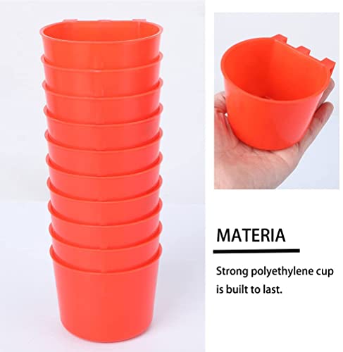 10 Pack Bird Cage Feeding Cups Chicken Seed Bowl Hanging Parrot Food Dishes,Feeder and Waterer Coop Cup Water Bottles for Pigeon Quail Parakeets Rabbit Poultry - color: Red 10 packs