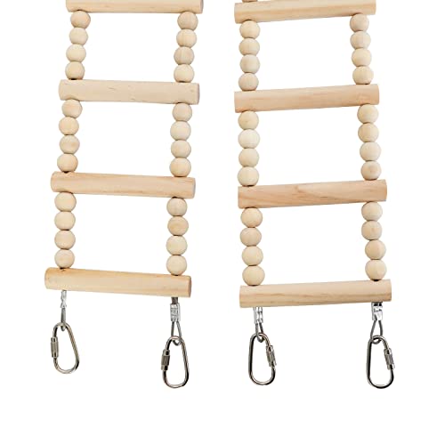 Bird Ladder Bridge, Wooden Pet Hamster Climbing & Swing Toys, Cage Accessories for Birds Rats Parrots Hamster Squirrel Sugar Gliders Parakeets Cockatiels - 24 Steps - 53 x 3.14 Inch - size: 24 Steps - 53 × 3.14 Inch