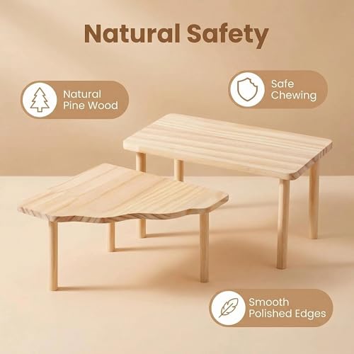 Hamster Platforms, 2 Pcs Wooden Hamster Stand and Table, Modular Playground & Hide for Hamster Cage Accessories for Dwarf Syrian Hamsters Gerbils Mice Degus Small Pets - color: 2 Pcs