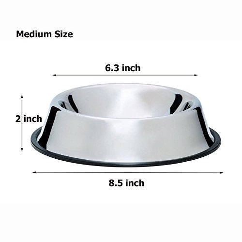 Mlife Stainless Steel Dog Bowl with Rubber Base for Small/Medium/Large Dogs, Pets Feeder Bowl and Water Bowl Perfect Choice (Set of 2) - size: 16oz