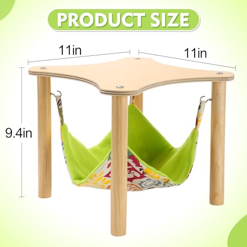 Guinea Pigs Hammock with Natural Wooden Stand - Hanging Hammock Bed for Piggies Chinchilla Hamster Bunny Ferrets Hiding Sleeping - size: 11in L * 11in W * 9.4in H
