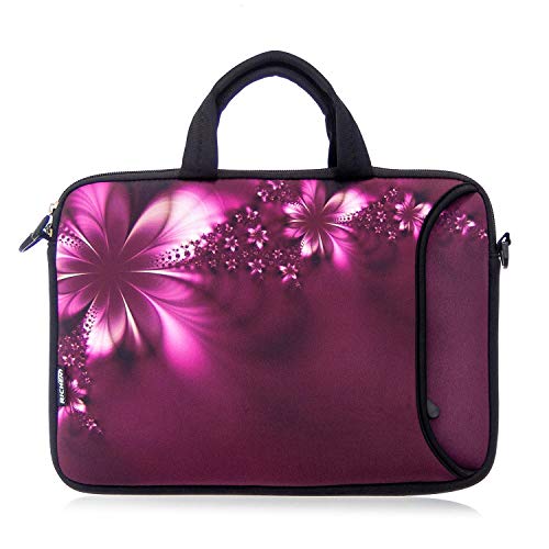 11 11.6 12 12.5 13 inches Case Laptop/Chromebook/Notebook PC Messenger Bag Tablet Travel Case Neoprene Handle Sleeve with Shoulder (11-13.3 inch, Flowers) - color: Flowers, size: 11-13.3 inch