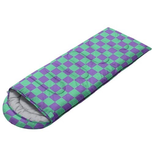 Sleeping Bags for Adults and Kids Backpacking Camping Sleeping Bags for Girls and Boys Lightweight Waterproof Cold/Warm Sleeping Bag for All Season - color: Blud and White Check