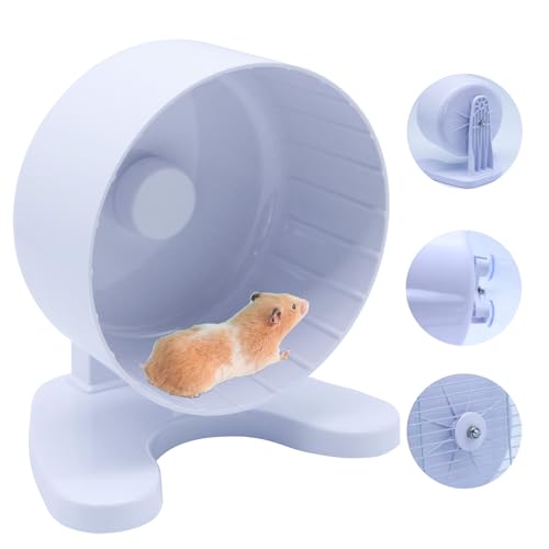 Hamster Wheel, 6.5" Super-Silent Exercise Wheels, Dual-Bearings Quiet Spinner Running Wheels, 3 Installation Methods, Fits Any Hamster Cage, Hamsters Toy for Dwarf Hamsters, Gerbils, and Small Pets. - color: White, size: Small