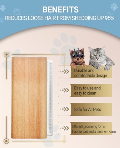 Dog Brush for Shedding | Pet Hair Removal Tool, Cat Grooming Supplies, Deshedding Dog Brush | Combs for cleaning and grooming short and long hair (L (5.3 Inch)) - size: L ( 5.3 Inch )
