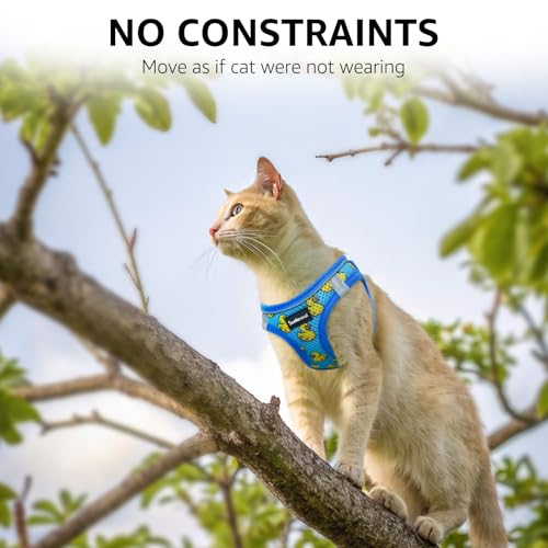 SCENEREAL Cat Harness & Leash Set Escape Proof - Adjustable Air Mesh Vest with Reflective Strips for Kittens, Puppies, Rabbits, Duck M - color: Duck, size: Medium(Fit Chest 12.5-14in)