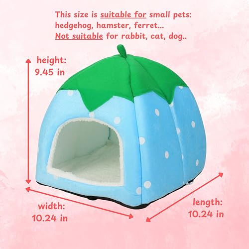 Hides for Hedgehogs Warm Winter Bed, Hedgehog Hideout Bed Nest, Hedgehog Hideout with Disposable Liners, Small Animals Warm House Cage Supplies, Hamster Cage Accessories (Blue, Pee Pads) - color: Blue, size: Pee Pads