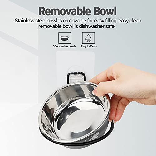 Torlam Elevated Pet Bowls, Wall Mounted Cat Food Dish, Raised Cat Food and Water Bowls, Stainless Steel Elevated Pet Bowls with Stand, Nonslip No Spill Pet Feeding Bowls (2 Packs) (Grey) - color: Grey
