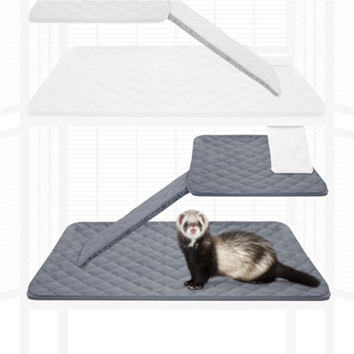 Paw Inspired Fitted Fleece Liner Set for Critter Nation 1-Story Cage, Gray | Single Unit Combo Pack for Ferret Nation/Critter Nation Cage, For Ferrets, Rats, Chinchillas, Hedgehogs, Small Animals, Pets - color: Gray, size: Single Unit Combo