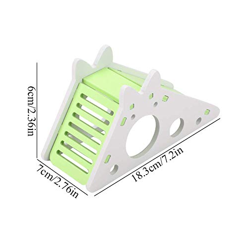 Colorful Pet Hamster House with Stair and Slides Odorless Wooden Home DIY Hideout Exercise Toys Living for Squirrels Gerbils Hamsters Golden Bears Small Animals (Green) Bedding - color: Green