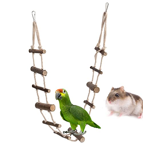 Hamster Climbing Ladder Long, 39.4in Pet Hanging Rat Climbing Toy, Wooden Hamster Suspension Bridge with Hooks, Climbing Rope Rat Bird Bridges for Cage, Sugar Gliders