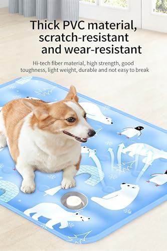 Water-Fillable Pet Cooling Mat, Pressure Activated Gel Cooling Pad for Dogs & Cats, Durable & Scratch Resistant, Perfect for Hot Weather to Prevent Overheating (88, Blue Bear, Medium) - color: blue bear, size: 15.7*19.7
