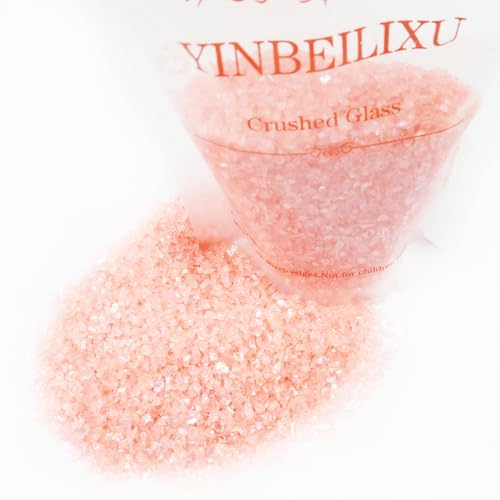 Crushed Glass Glitter, Broken Stones Shattered Glass Chips for Resin Art Crafts, Epoxy Resin Supplies, Geod Painting, DIY Art Projects, Jewelry Making, 2-4mm, 200g/7oz (Orange Red) - color: Orange Red