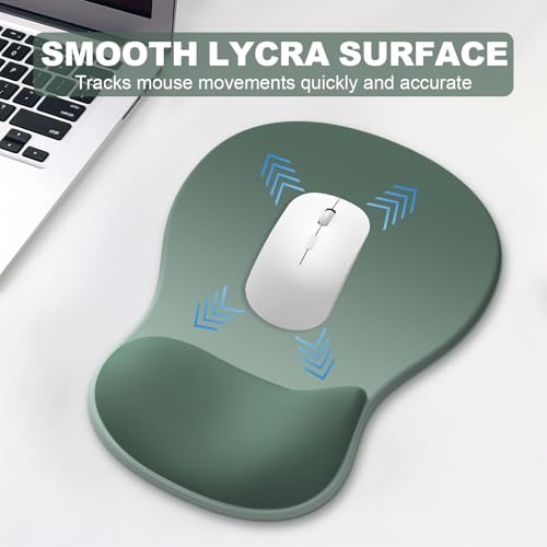 Ergonomic Mouse Pad with Wrist Rest and Keyboard Wrist Rest, Gel Mousepad and Wrist Rest for Computer Keyboard, Pain Relief, Non-Slip PU Base, Mouse Pad with Wrist Support for Gaming, Sage Green - color: Dark Green