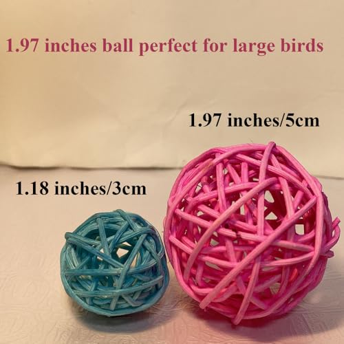 Large Bird Toys, Parrot Chew Toys Bird Toys, 1.97 inch 20 Pcs Rattan Wicker Balls Parakeet Chewing Toys, for Budgies Conures Hamsters Bunny Toy, Decoration for DIY Craft Party Wedding - size: 20pcs-1.97 inches