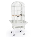 Prevue Pet Products Dome Top Bird Cage with Push Button Locks - Chalk White | Powder‑Coated Steel Cage with Wheels, Seed Guards, and Perch, Ideal for Cockatiels and All Small-Medium Sized Birds