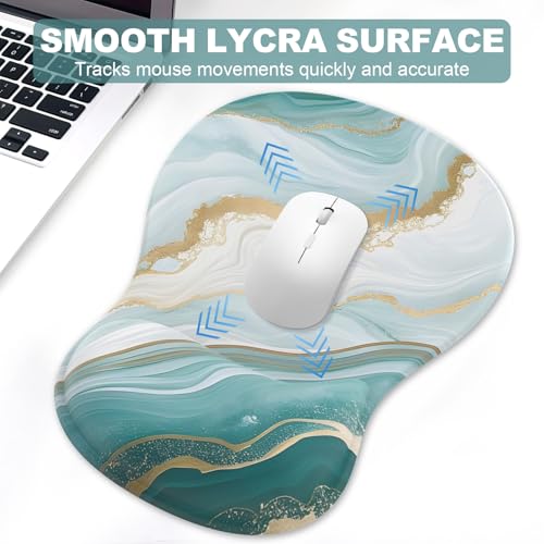 Ergonomic Mouse Pad with Wrist Rest and Keyboard Wrist Rest, Gel Mousepad and Wrist Rest for Computer Keyboard, Pain Relief, Non-Slip PU Base, Mouse Pad Wrist Support for Gaming, Blue Green Marble - color: Cyan Marble