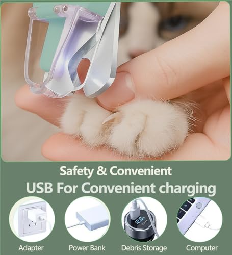 2-in-1 Dog Nail Grinder & Clippers with Dual LED Lights, Electric Pet Nail Trimmer with Safety Guard, USB-C Rechargeable Grooming Tool for Cats and Dogs of All Sizes Green - color: green