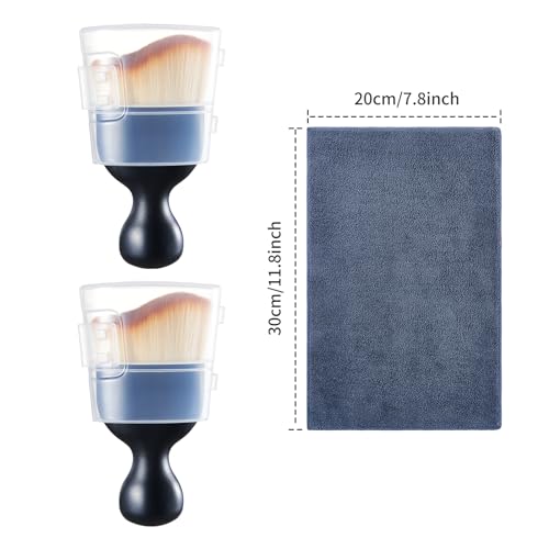 Car Interior and Exterior Soft bristles Detail dust Brush Interior dusting Brush Dashboard Cleaning Brush Home Office Computer Keyboard dusting Tools+ Double-Sided Suede Cleaning Towel - color: 2 Piece Brush + Towel