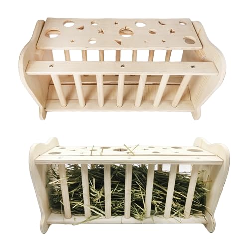 Large Capacity Rabbit Hay Feeder Wooden Guinea Pig Hay Holder Bunny Hay Rack Food Dispenser for Chinchilla Small Animal