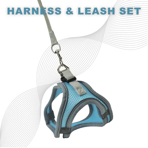 Cat Dog Vest Harnesses Leash Light Escape Proof Kitten Walking Jacket | Soft Small Medium Dog Breathable Mesh Step-in Vest,Easy Adjustable Fit, Reflective Strips,for Puppies Rabbits-S - size: S